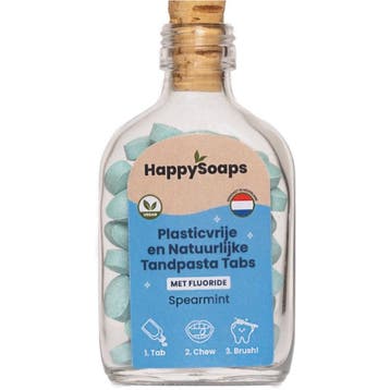HappySoaps Natuurlijke Tandpasta Tabs Met Fluoride Spearmint, Ophalen of Verzenden, Nieuw, Overige typen