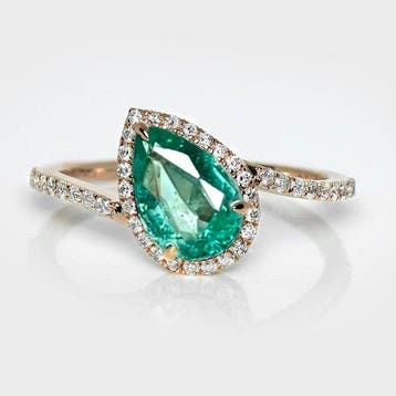 Zonder minimumprijs - Ring - 14 karaat IGI 1,13 ct Zambia, Nieuw