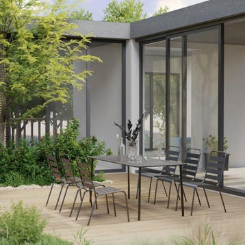 vidaXL 7-delige Tuinset staal donkergrijs, Verzenden, 6 zitplaatsen, Nieuw, Rvs