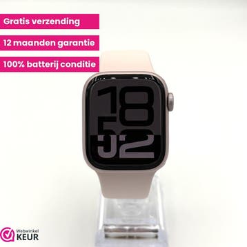 Apple Watch Serie 9 41mm roze | 100% batterij | Garantie, Sieraden, Tassen en Uiterlijk, Smartwatches, Stressniveau, Verzenden