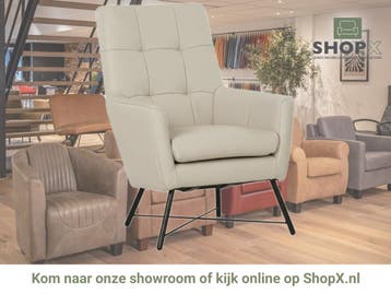 Leren fauteuil Proud - Toledo Betulla (crème), Nieuw, Ophalen of Verzenden, 75 tot 100 cm, Industrieel, Modern