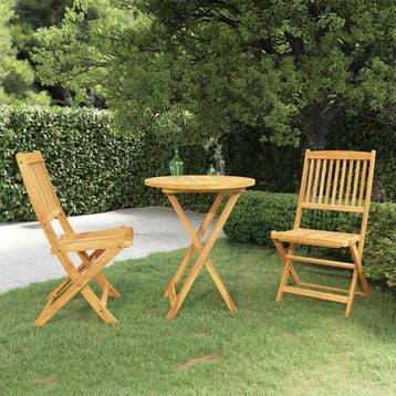 vidaXL 3-delige Tuinset inklapbaar massief acaciahout, Verzenden, Nieuw, Hardhout, Tuinset