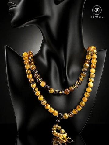 Natuurlijke barnsteen gebedsketting - Yapa Mala Beads -
