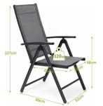 Verstelbare Opvouwbare Terrasstoelen Set van 2 Zwart / Grijs, Verzenden, Nieuw, Aluminium, Inklapbaar