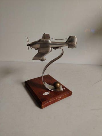Figuur - Staal, Hout, Aereo - Mid-Century/Trench Art/Bauhaus