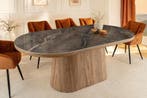 Ovale eettafel UNIQUE 200cm Grijsbruin Keramiek Walnoot, Huis en Inrichting, Tafels | Eettafels, Ophalen of Verzenden, Nieuw