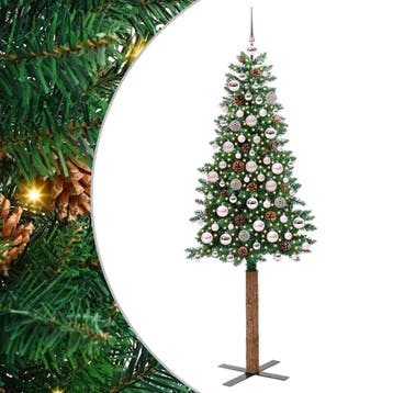 vidaXL Slanke Kerstboom Groen 180 cm PVC en massief, Verzenden, Nieuw