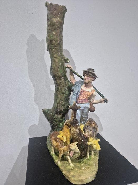 Figuur - Shepherd with flock - Aardewerk, Antiek en Kunst, Antiek | Glas en Kristal