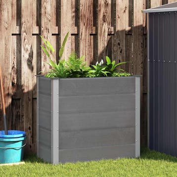 vidaXL Plantenbak verhoogd 100x50x91 cm HKC grijs, Tuin en Terras, 100 cm of meer, Verzenden, Nieuw, 60 cm of meer