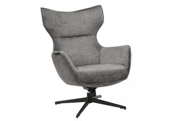 Fauteuil VOGUE 360° draaibaar, grijs fluweel met zwart, Huis en Inrichting, Fauteuils, Ophalen of Verzenden, Nieuw