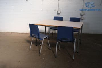 Tweedehands Kantinetafel Ahorn 140x80 cm Zilvergrijs Frame, Zakelijke goederen, Kantoor en Winkelinrichting | Kantoormeubilair en Inrichting