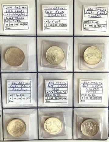 San Marino. 5 Euro 2003/2008 (6 coins) (Zonder minimumprijs)