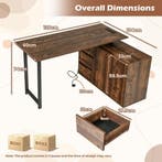 LIVSK Omkeerbaar Hoekbureau - L-vormig met Ingebouwd Oplaads, Verzenden, Nieuw