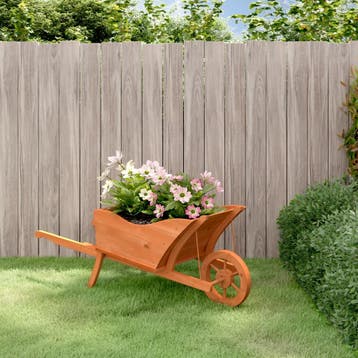 vidaXL Plantenbak kruiwagen 128x45,5x43 cm massief vurenhout, Tuin en Terras, Verzenden, Nieuw