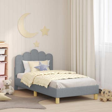 vidaXL Bedframe voor kinderen met hoofdbord Lichtgrijs 80 x, Verzenden, Nieuw, Stof