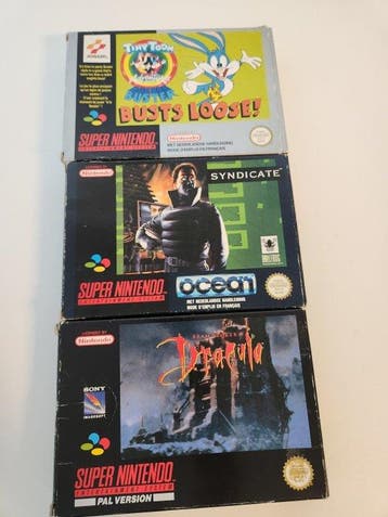 Nintendo - Snes - Tiny Toons, Dracula & Syndicate Boxed -, Nieuw