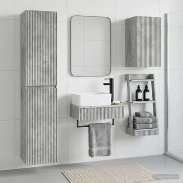 vidaXL Badkamermeubelset 3 st Betongrijs 33 x 34,5 x 160 cm, Huis en Inrichting, Verzenden, Nieuw