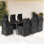 vidaXL 9-delige Tuinset poly rattan zwart, Tuin en Terras, Verzenden, Nieuw, 8 zitplaatsen, Tuinset