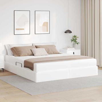 vidaXL Opslag bed met matras met opslag 2 st Wit Leer, Verzenden, Nieuw, Wit