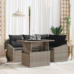 vidaXL Tuin Sofa Set 5 pcs Grijs poly rattan & Gepoedercoat, Verzenden, Nieuw, Rotan