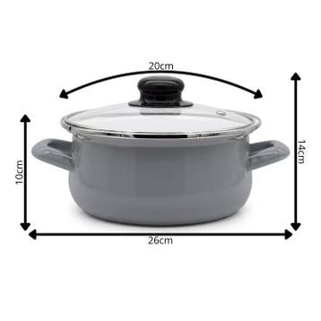 Emaille Kookpan 2,5 Liter – Emaille Pan 20 cm – Glazen, Huis en Inrichting, Keuken | Potten en Pannen, Ophalen of Verzenden, Nieuw