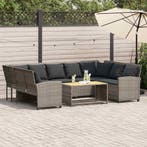 vidaXL Tuinbank met kussens poly rattan grijs, Verzenden, Nieuw