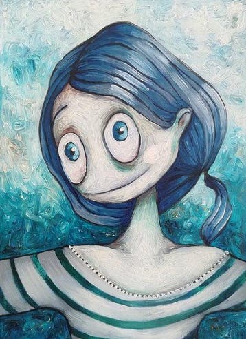 Lotte Teussink - Meena – Original oil painting on panel – 18, Antiek en Kunst