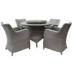 Bilbao Riccione dining tuinset 110 cm rond 6-delig grijs, Ophalen of Verzenden, Nieuw, Wicker