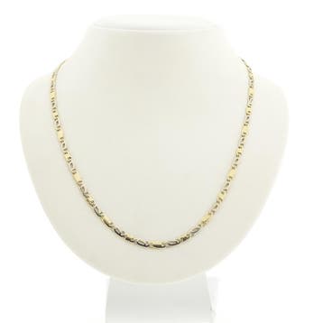 Bicolor gouden figaro schakelketting, Ophalen of Verzenden, Gebruikt, Goud, Goud