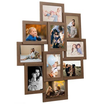 vidaXL Fotolijst voor 10x(10x15 cm) foto MDF lichtbruin, Verzenden, Nieuw