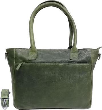 DSTRCT Raider Road Leren Schoudertas Shopper- Groen, Verzenden, Nieuw