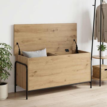 vidaXL Opbergbox Artisanaal eiken 80 x 40 x 49,5 cm Bewerkt, Verzenden, Nieuw