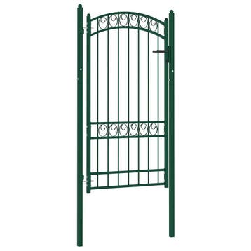 vidaXL Poort met gebogen bovenkant 100x175 cm staal groen, Verzenden, Nieuw