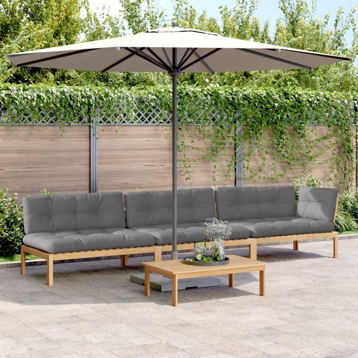vidaXL 4-delige Loungeset pallet met kussens massief, Tuin en Terras, Tuinsets en Loungesets, Loungeset, Nieuw, Hardhout, Verzenden