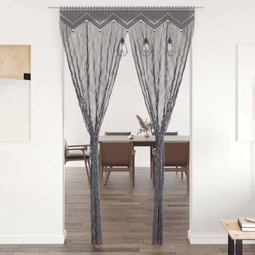 vidaXL Gordijn macramé 140x240 cm katoen antraciet, Verzenden, Nieuw