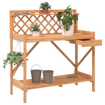 vidaXL Oppottafel met latwerk massief vurenhout bruin, Tuin en Terras, Verzenden, Nieuw