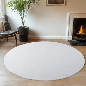 Rond Wasbaar Vloerkleed | Joy | Uni | Wit | 200x200 cm, Verzenden, Nieuw