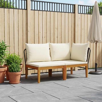 vidaXL 2 st Tuin Loungeset met Kussens Massief acaciahout &, Verzenden, Nieuw, 2 zitplaatsen, Loungeset