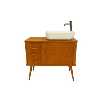 Badkamermeubel | Vintage | Met Roldeur | Eiken |  4512, Minder dan 50 cm, 75 cm of meer, Ophalen of Verzenden, Zo goed als nieuw