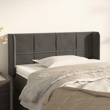 vidaXL Hoofdbord met randen 83x16x78/88 cm fluweel, Verzenden, Nieuw, Grijs, Stof