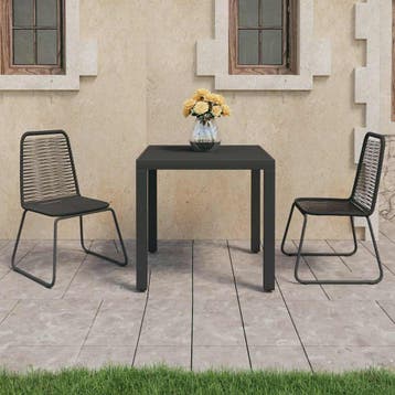 vidaXL 3-delige Tuinset PVC-rattan zwart, Tuin en Terras, 2 zitplaatsen, Kunststof, Verzenden, Nieuw