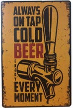 Always on tap cold beer reclamebord, Verzenden, Nieuw