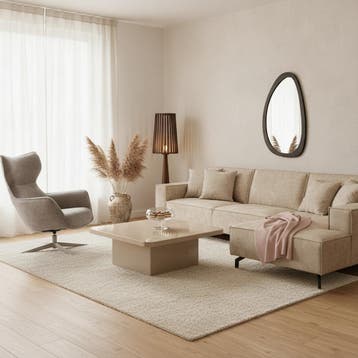 Vierkante salontafel Elias beige glanzend MDF | Starfurn, Ophalen of Verzenden, Nieuw