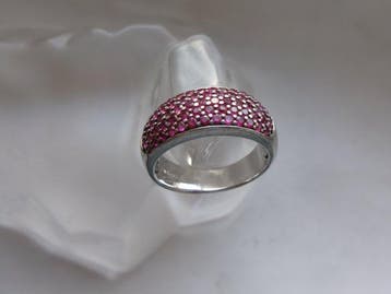 Zilver, Robijnen - Ring - Art Deco-stijl, Antiek en Kunst, Kunst | Designobjecten