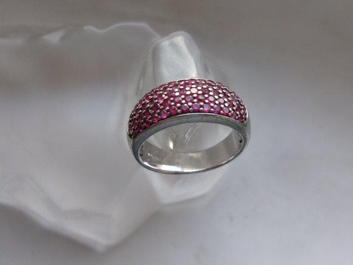 Zilver, Robijnen - Ring - Art Deco-stijl, Antiek en Kunst, Kunst | Designobjecten