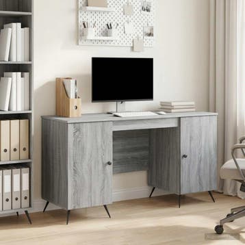 vidaXL Bureau Grijs sonoma 142,5 x 50 x 75 cm Bewerkt hout, Verzenden, Nieuw