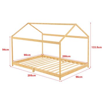 [en.casa] Kinderbed Vindafjord huisbed met matras bamboe 90x, Verzenden, Nieuw