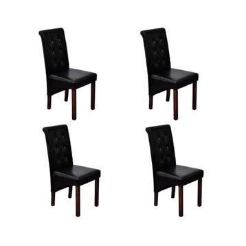 vidaXL Eetkamerstoelen 4 st kunstleer zwart, Huis en Inrichting, Stoelen, Verzenden, Nieuw, Zwart