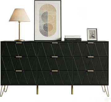 Commode - Dressoir - Ladekast - 150x34x74 cm - Zwart - UEV, Huis en Inrichting, Kasten | Dressoirs, Verzenden, Zo goed als nieuw