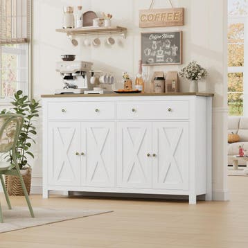Groot Wit Dressoir met 2 Lades en 4 Deuren - Stijlvolle Opbe, Verzenden, Nieuw